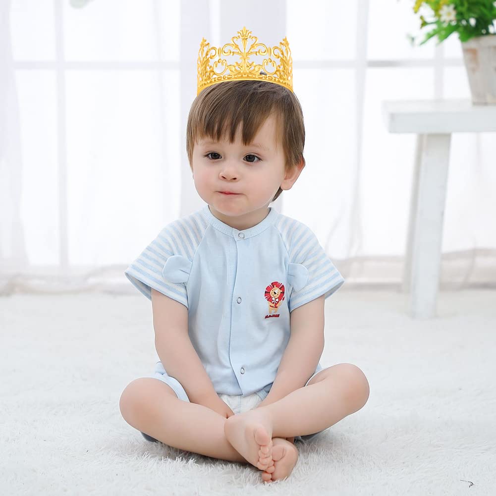 SisBroo Gold Crown Cake Toppers Set of 6 - Metal Mini Crowns for Cakes, Hair, and Party Decor