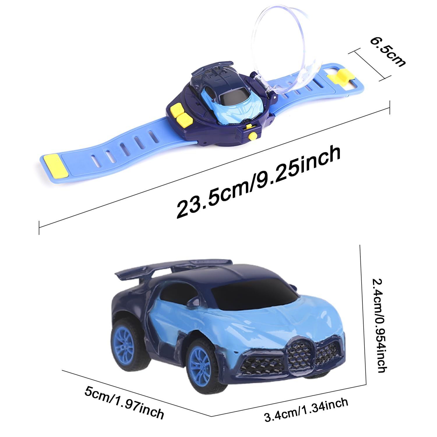 SitertCF Mini Remote Control Car Watch Toy – Blue 2.4GHz Race Car with LED Lights, USB Charging, Wrist Controller for Kids
