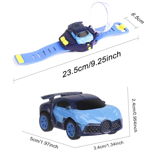 SitertCF Mini Remote Control Car Watch Toy – Blue 2.4GHz Race Car with LED Lights, USB Charging, Wrist Controller for Kids