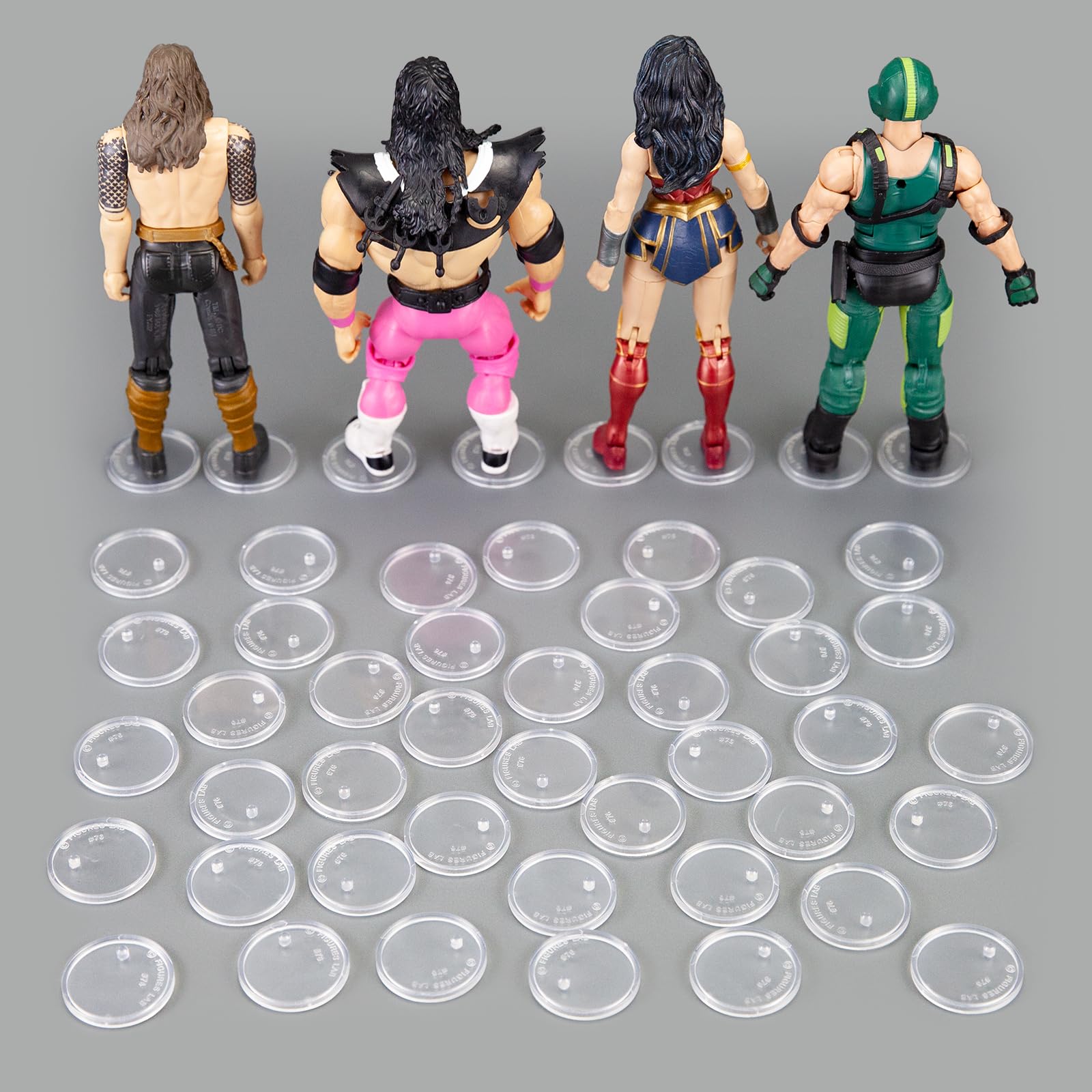 SIXPOINTS 36-Pack Clear Plastic Action Figure Stands for 6-Inch 1/12 Scale Figures - Compatible with Marvel Legends, DC, GI Joe, MOTU