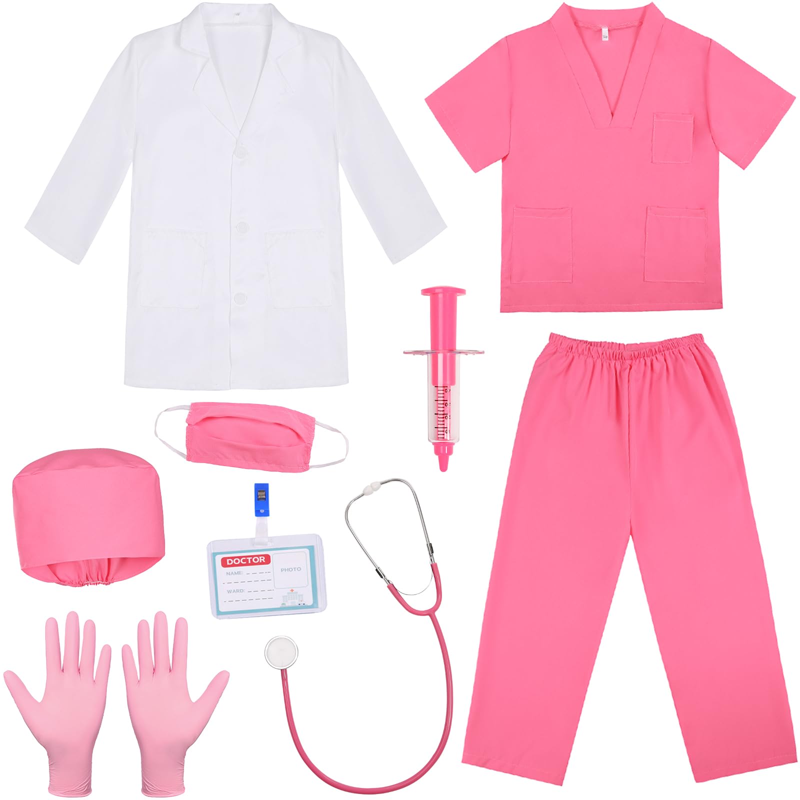 SIZGAROOT Doctor Costume for Kids | Lab Coat, Surgical Shirt, Stethoscope & More | Ages 3-12