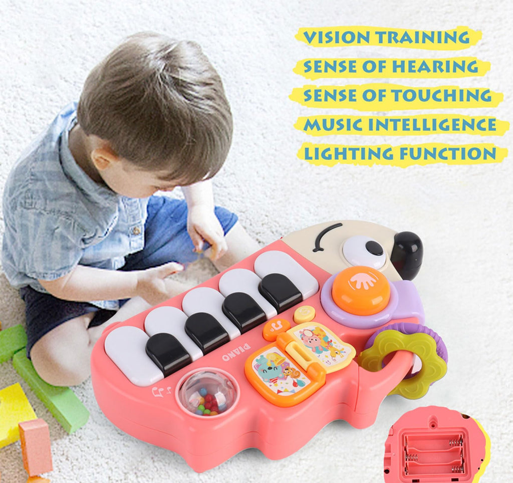 Sjxzfmm Baby Musical Piano Toy for Toddlers 1-3, Busy Board with Lights & Sounds, Pink Hedgehog Design, Montessori Gift for 1 Year Old Boys Girls