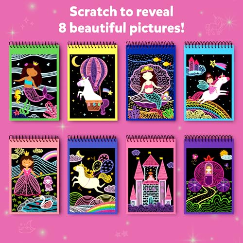 Skillmatics 15-Pack Scratch Art Party Favors: Unicorn & Princess Designs for Kids Ages 3-8