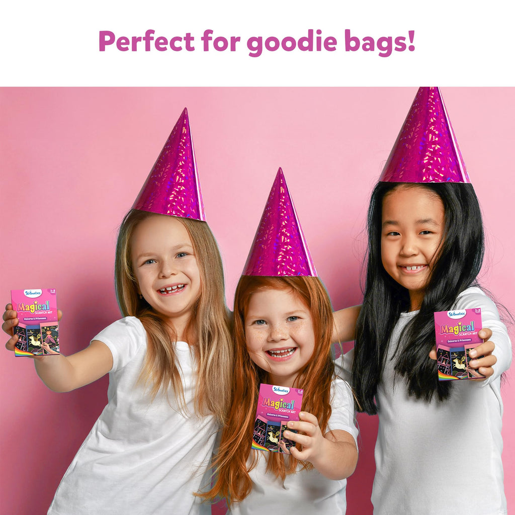 Skillmatics 15-Pack Scratch Art Party Favors: Unicorn & Princess Designs for Kids Ages 3-8