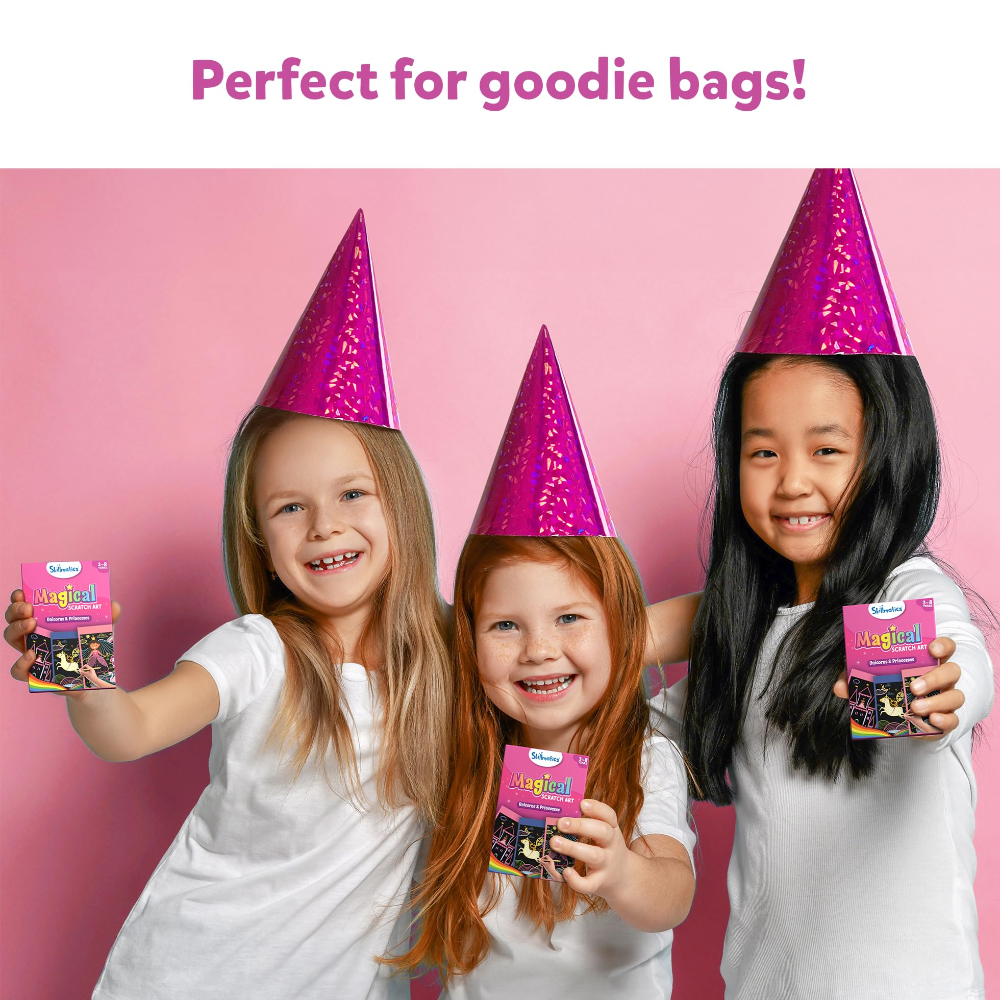 Skillmatics 15-Pack Scratch Art Party Favors: Unicorn & Princess Designs for Kids Ages 3-8