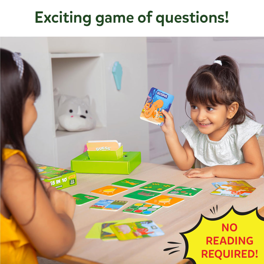Skillmatics Guess in 10 Junior - Animal Kingdom Card Game for Preschoolers Ages 3-6