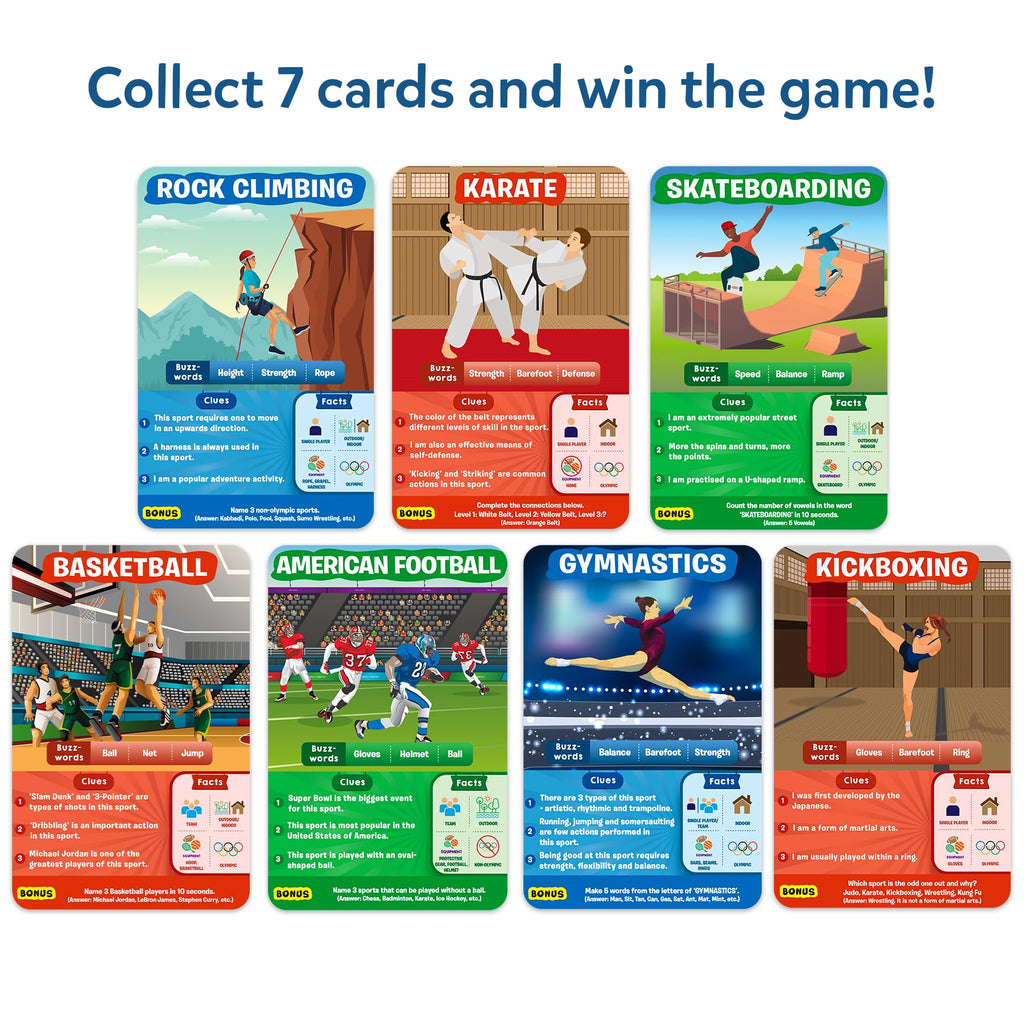 Skillmatics Guess in 10 Sports Card Game – Fun Trivia for Families, 50 Cards, 2-6 Players, Ages 6+