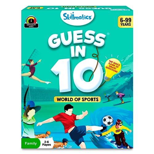 Skillmatics Guess in 10 Sports Card Game – Fun Trivia for Families, 50 Cards, 2-6 Players, Ages 6+