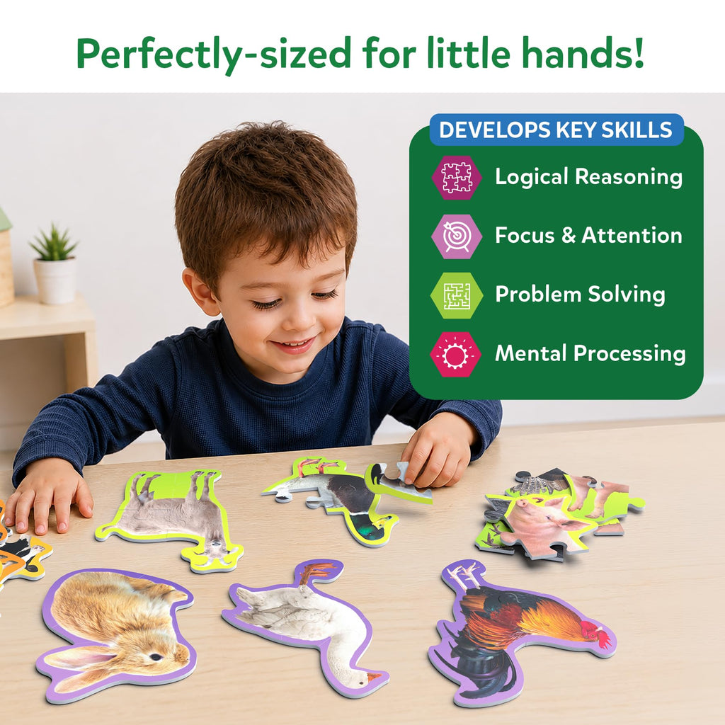 Skillmatics Step by Step Puzzles: 40 Piece Farm Animal Jigsaw for Kids Ages 3-5