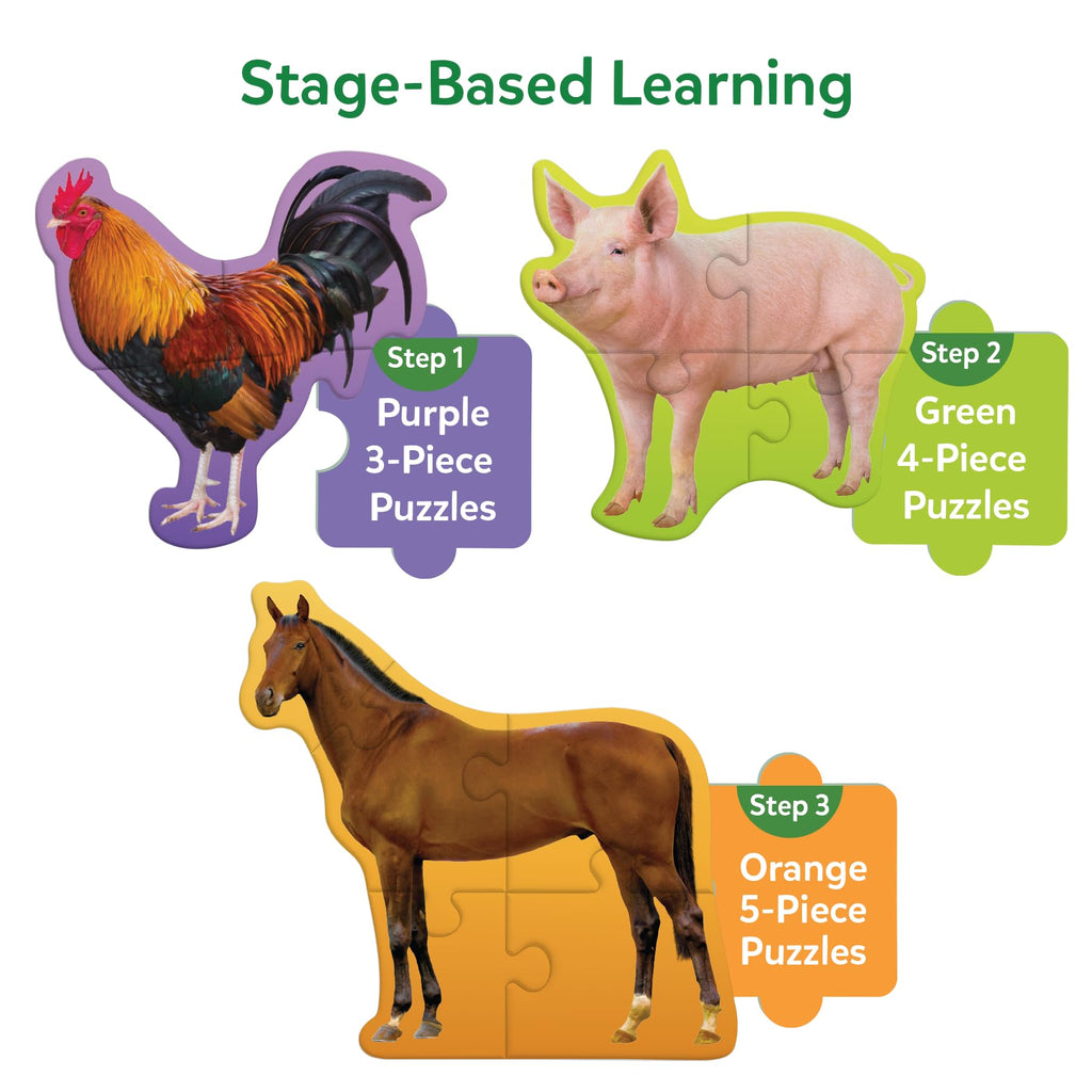 Skillmatics Step by Step Puzzles: 40 Piece Farm Animal Jigsaw for Kids Ages 3-5