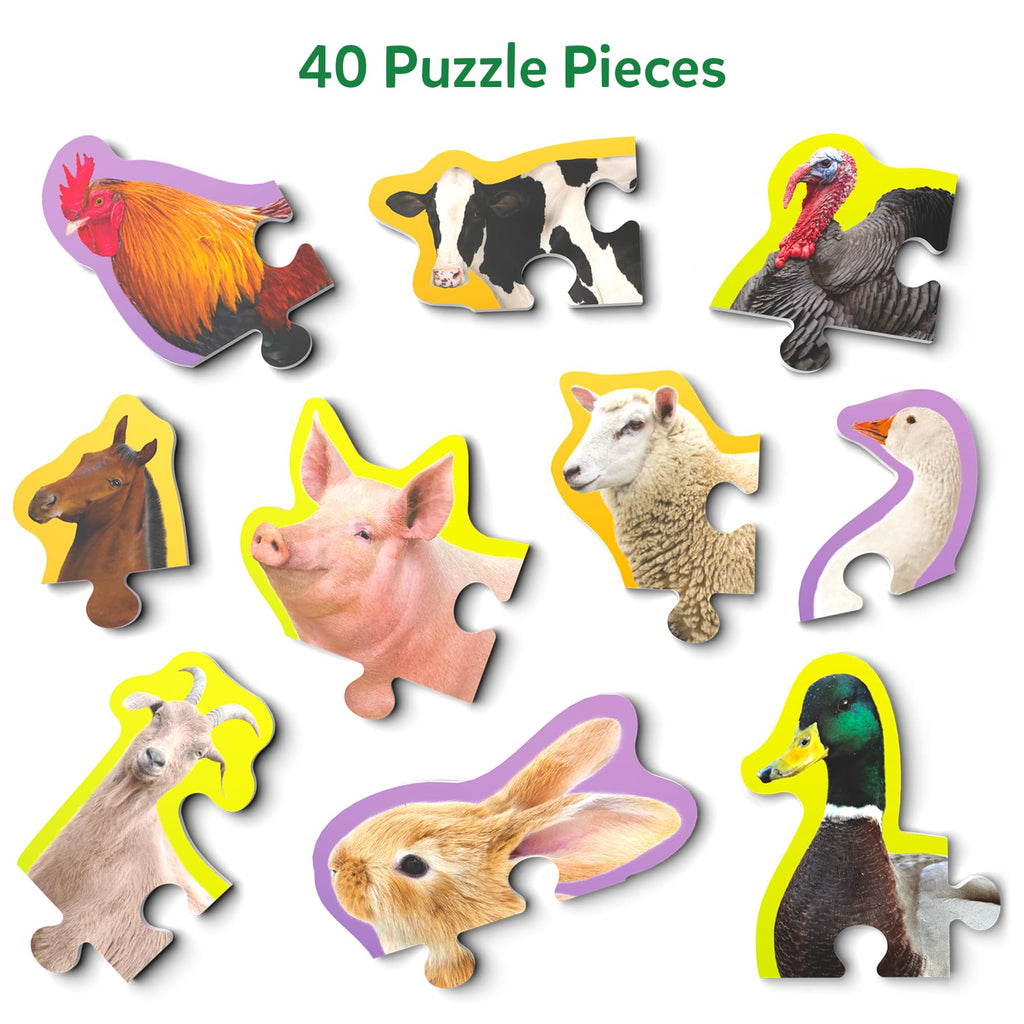 Skillmatics Step by Step Puzzles: 40 Piece Farm Animal Jigsaw for Kids Ages 3-5
