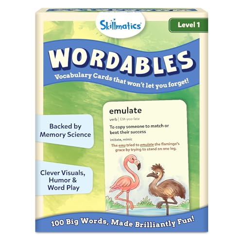 Skillmatics Wordables - 100 Vocabulary Flash Cards for Kids Ages 8+ | Memory Science, Screen-Free Word Game