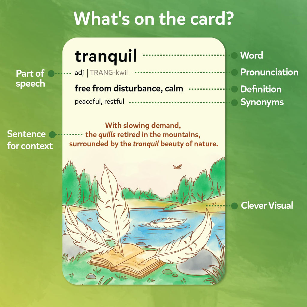 Skillmatics Wordables - 100 Vocabulary Flash Cards for Kids Ages 8+ | Memory Science, Screen-Free Word Game