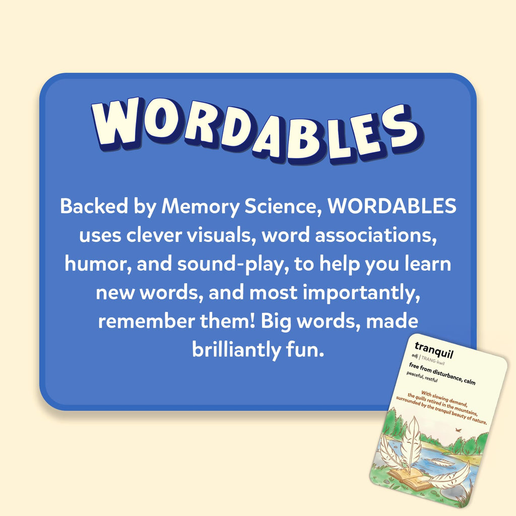 Skillmatics Wordables - 100 Vocabulary Flash Cards for Kids Ages 8+ | Memory Science, Screen-Free Word Game