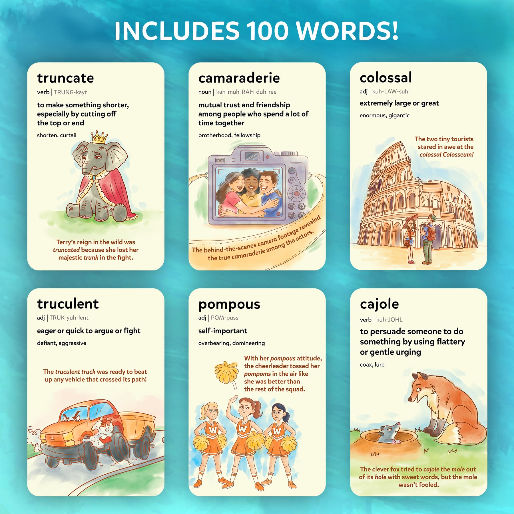 Skillmatics Wordables Level 2 Flash Cards – 100 Big Words for Ages 10+ with Visuals & Wordplay