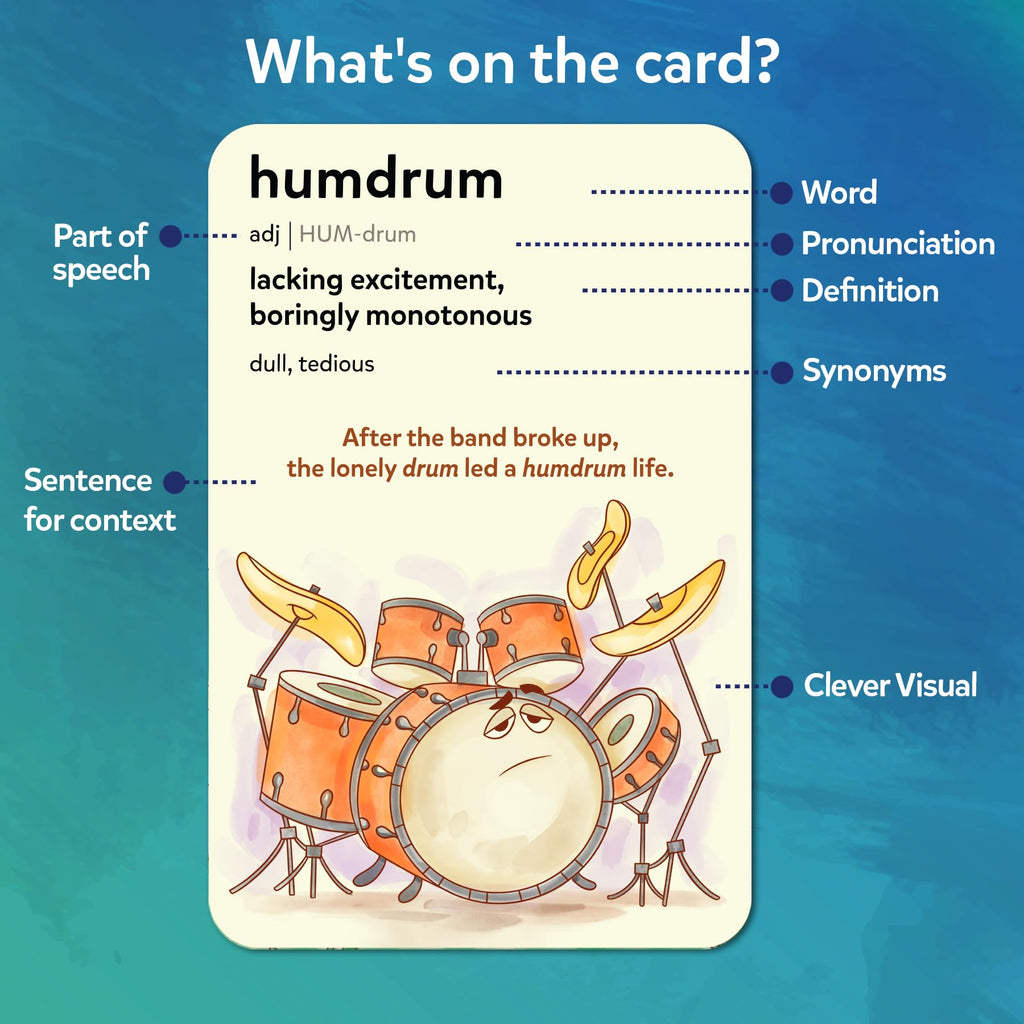Skillmatics Wordables Level 2 Flash Cards – 100 Big Words for Ages 10+ with Visuals & Wordplay