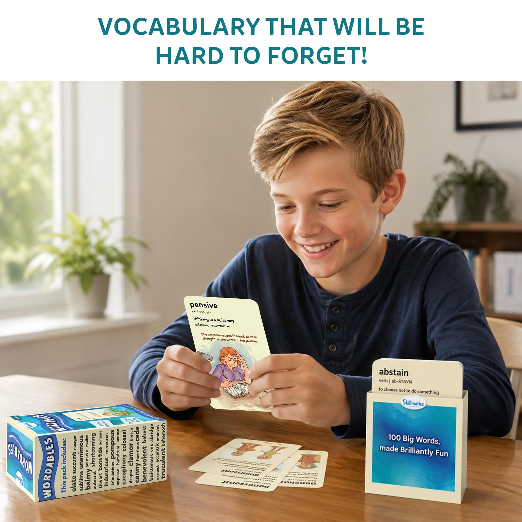 Skillmatics Wordables Level 2 Flash Cards – 100 Big Words for Ages 10+ with Visuals & Wordplay