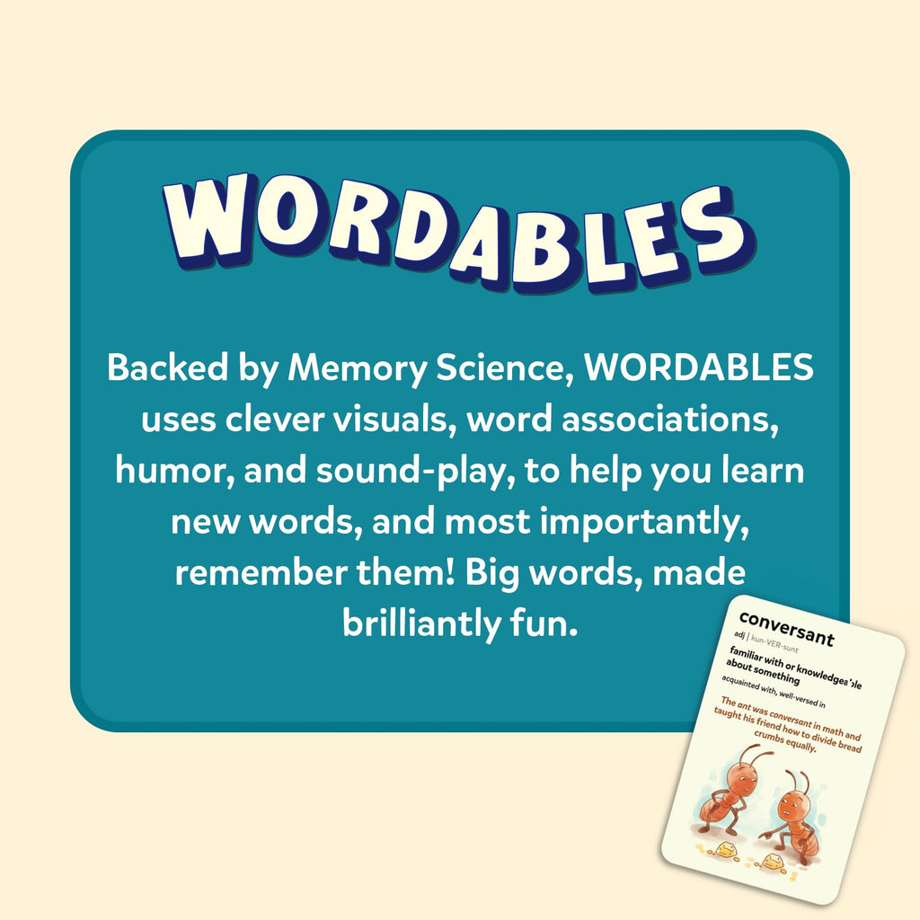 Skillmatics Wordables Level 2 Flash Cards – 100 Big Words for Ages 10+ with Visuals & Wordplay