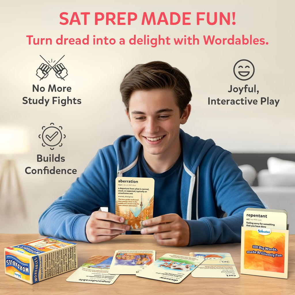 Skillmatics Wordables Level 3 SAT Vocabulary Flash Cards – 100 Words with Memory Science Visuals, Ages 12+