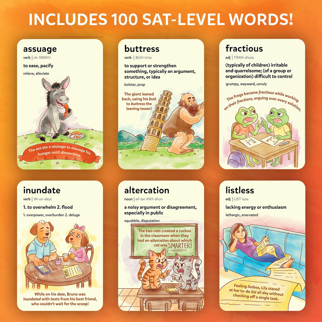 Skillmatics Wordables Level 3 SAT Vocabulary Flash Cards – 100 Words with Memory Science Visuals, Ages 12+