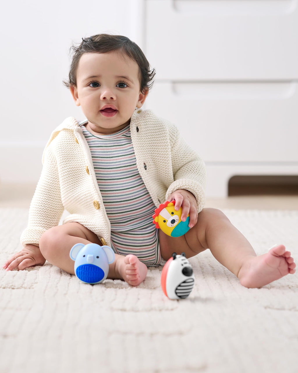 Skip Hop 3-Piece Baby Egg Shaker Set – Jungle Animals Zebra, Elephant, Lion