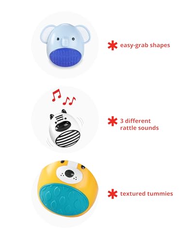 Skip Hop 3-Piece Baby Egg Shaker Set – Jungle Animals Zebra, Elephant, Lion