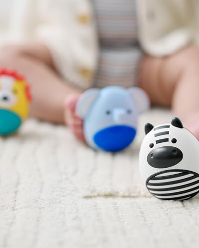 Skip Hop 3-Piece Baby Egg Shaker Set – Jungle Animals Zebra, Elephant, Lion