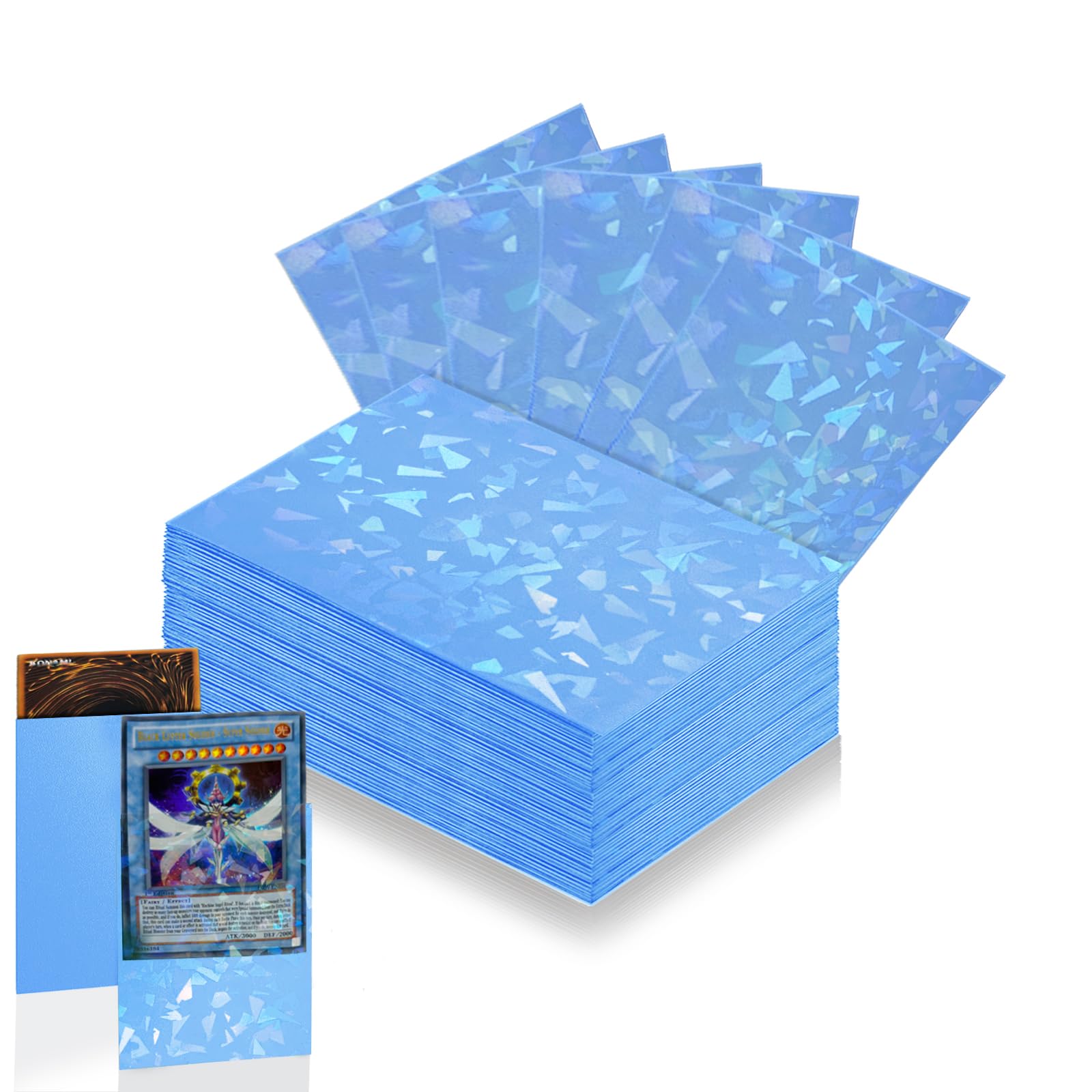 Sky Blue Holographic Cracked Ice Card Sleeves – 100 Count, Fit MTG, Yu-Gi-Oh!, Baseball, and More