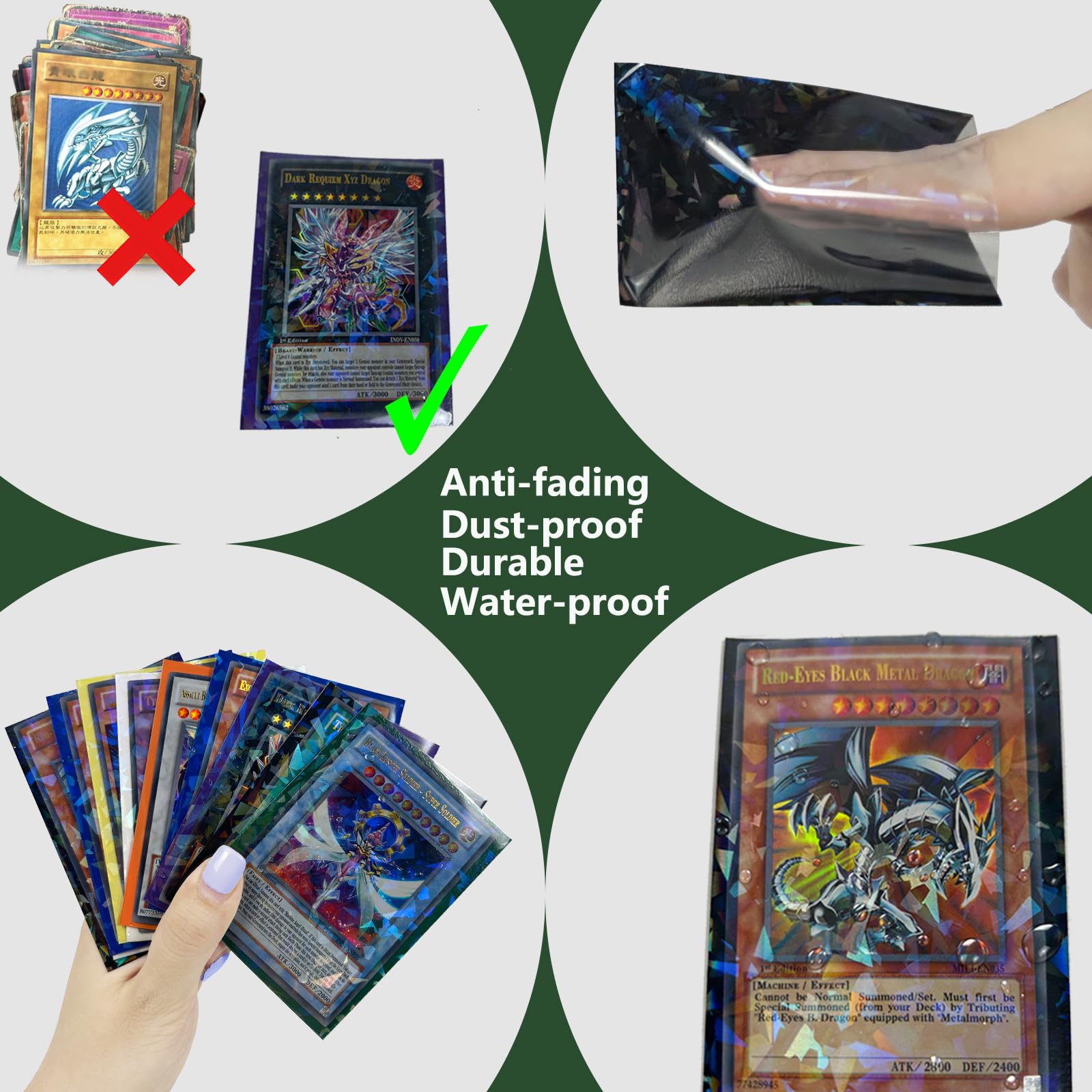 Sky Blue Holographic Cracked Ice Card Sleeves – 100 Count, Fit MTG, Yu-Gi-Oh!, Baseball, and More