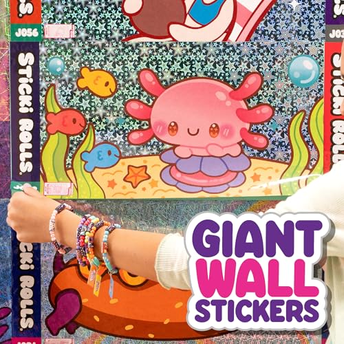 Sky Castle Sticki Rolls Jumbo Stickies 6-Pack Capsule – Reusable Foil Stickers for Walls, Mirrors & More (Creepies 1)