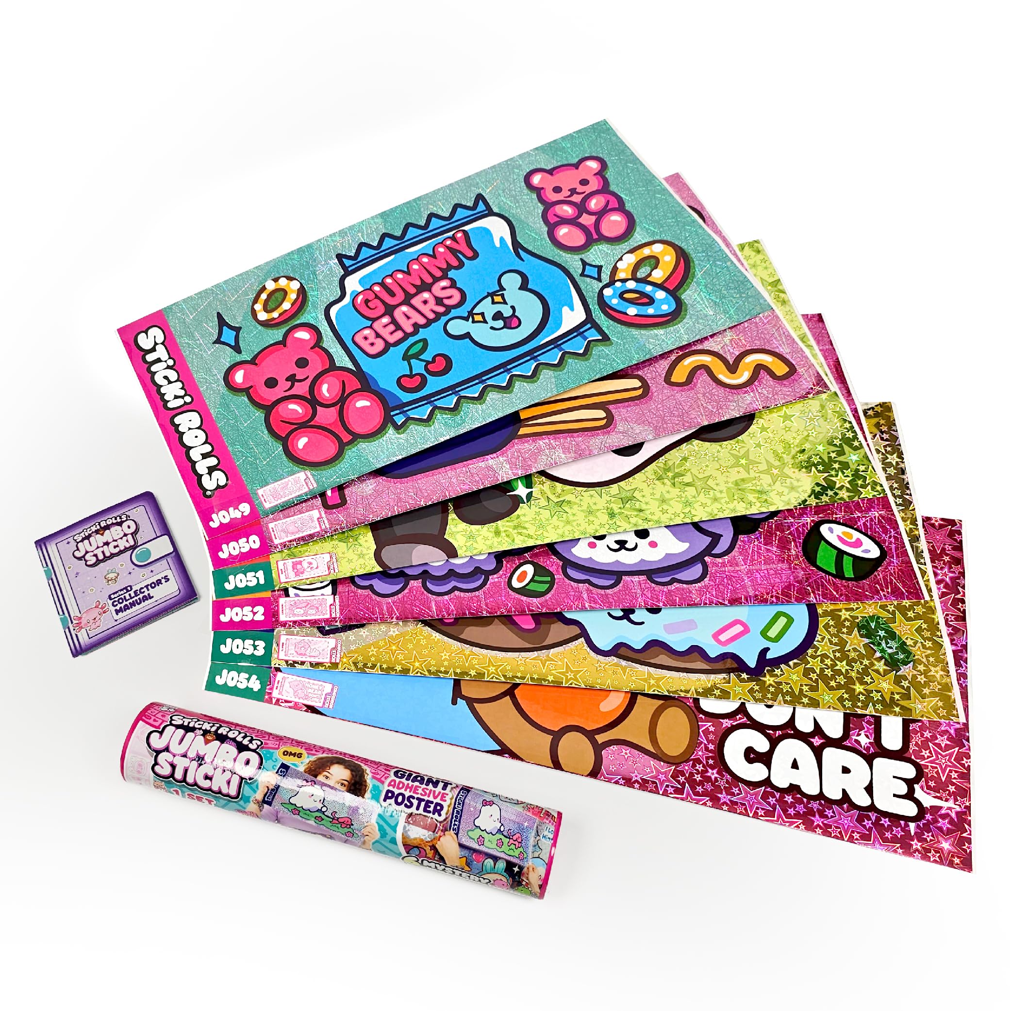 Sky Castle Sticki Rolls Jumbo Stickies – 6-Pack Capsule (Sticki Snacks) – Reusable Foil Stickers for Kids Ages 5+