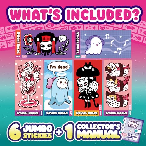 Sky Castle Sticki Rolls Jumbo Stickies Creepies 2 - 6-Pack Capsule (Amazon Exclusive) | Collectible Reusable Wall Decor for Kids 5+