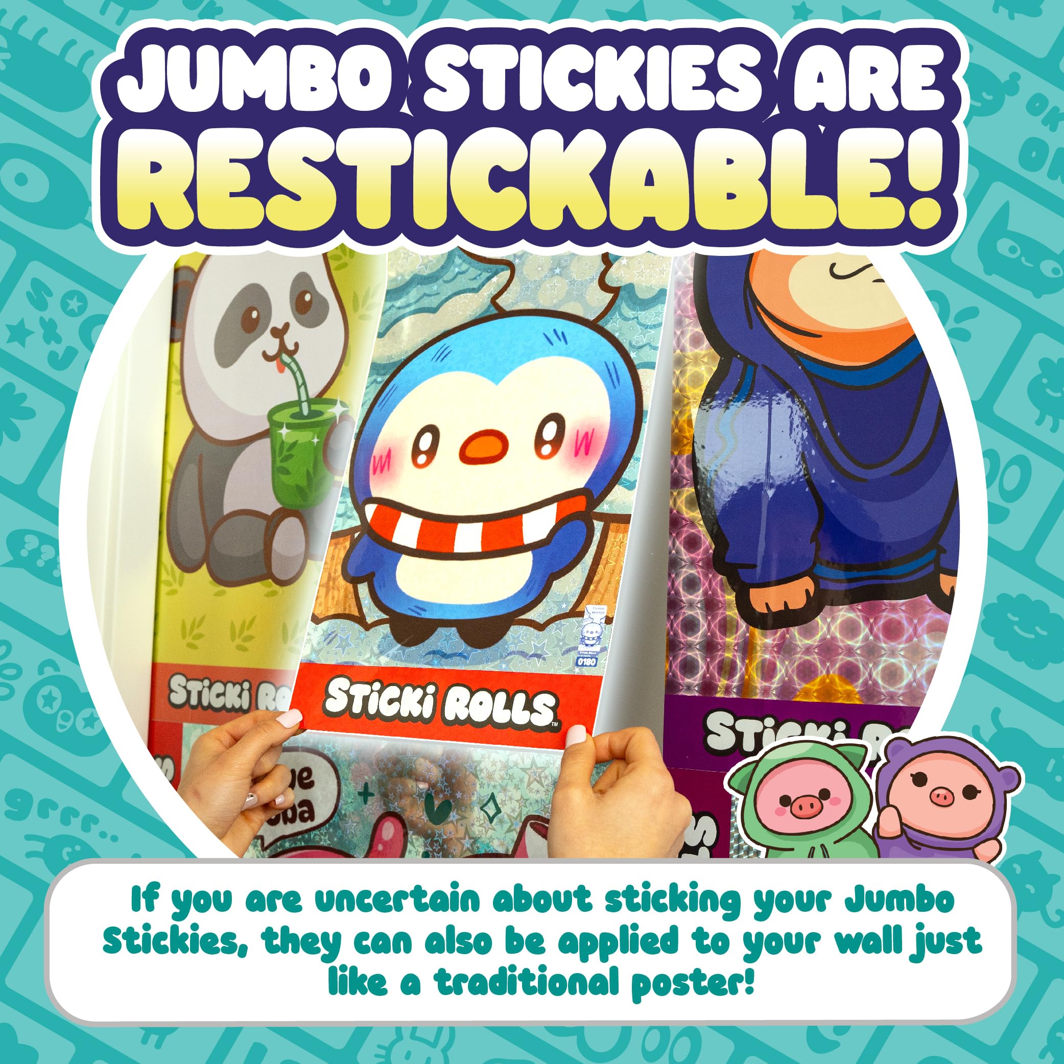 Sky Castle Sticki Rolls Jumbo Stickies Creepies 2 - 6-Pack Capsule (Amazon Exclusive) | Collectible Reusable Wall Decor for Kids 5+