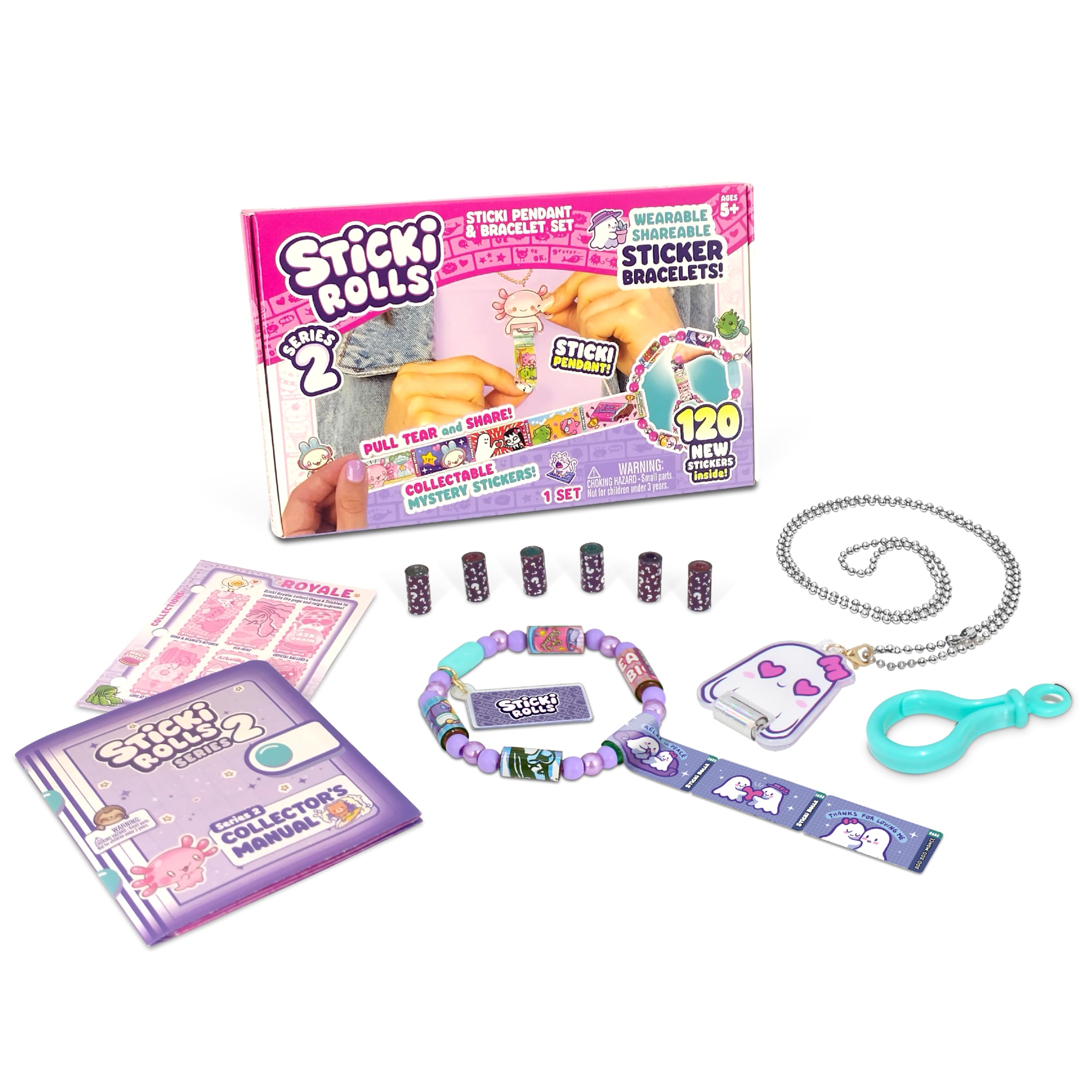 Sky Castle Sticki Rolls Pendant Pack Series 2 - Booboo: 120 Wearable Stickers, Toy Pendant & Bracelet for Kids Ages 5+