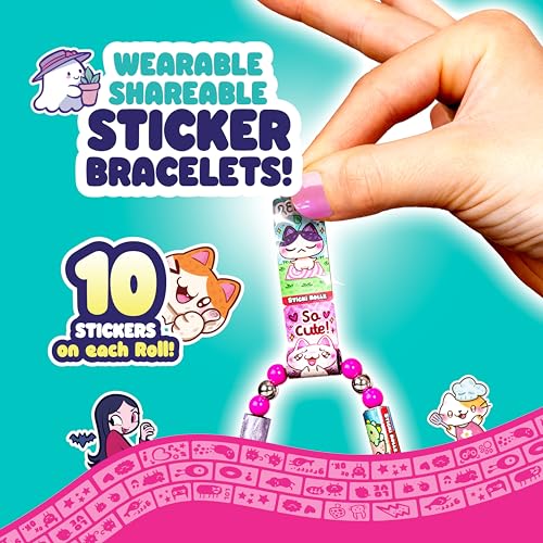 Sky Castle Sticki Rolls Pendant Pack – Series 2 Chillin Charlie: 120 Wearable Kawaii Stickers with Bracelet & Pendant