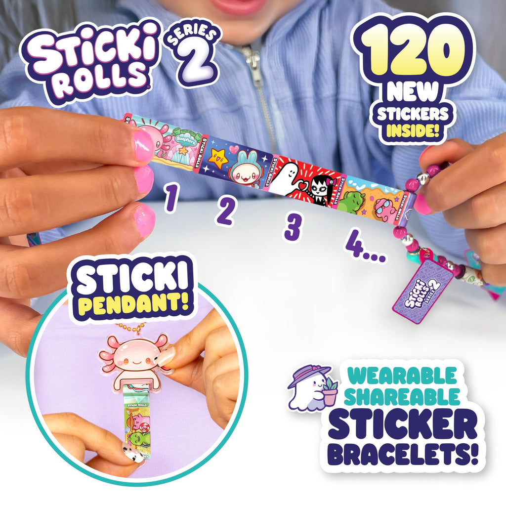 Sky Castle Sticki Rolls Pendant Pack – Series 2 Chillin Charlie: 120 Wearable Kawaii Stickers with Bracelet & Pendant