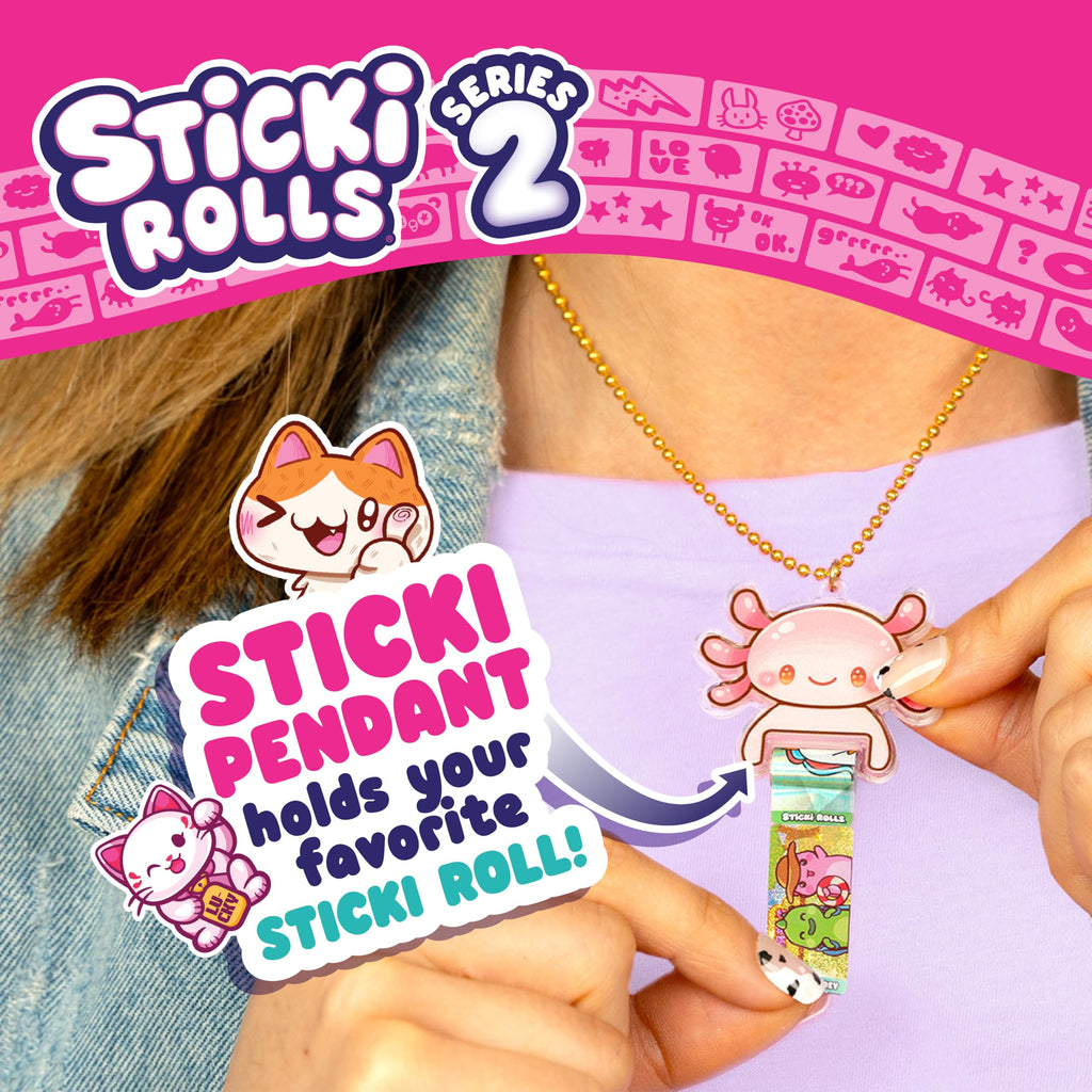 Sky Castle Sticki Rolls Pendant Pack – Series 2 Chillin Charlie: 120 Wearable Kawaii Stickers with Bracelet & Pendant