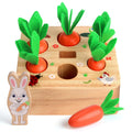 SKYFIELD Carrot Harvest Game – Wooden Shape Sorting Puzzle for Toddlers 1-3 Years, Montessori Toy with 7 Sizes