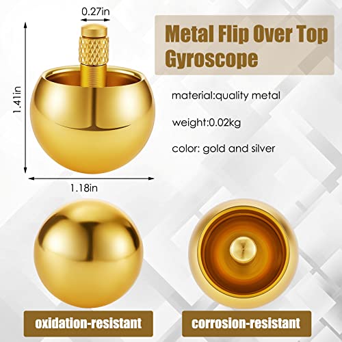 Skylety 2-Piece Metal Spinning Top Set – Gold & Silver Flip-Over Gyroscopes for Stress Relief and Fun