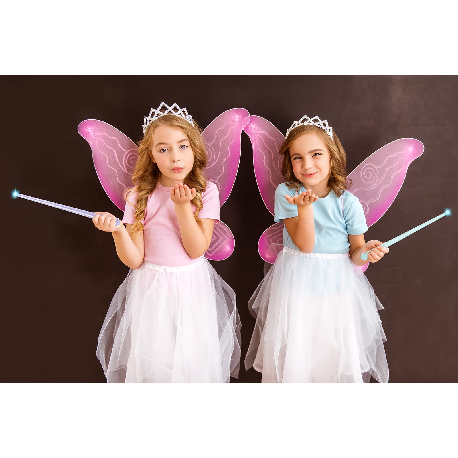 Skylety 3-Pack Light-Up Wands with Sound - Pink, Purple, Blue - 14-Inch Magic Fairy Princess Wands for Cosplay and Parties