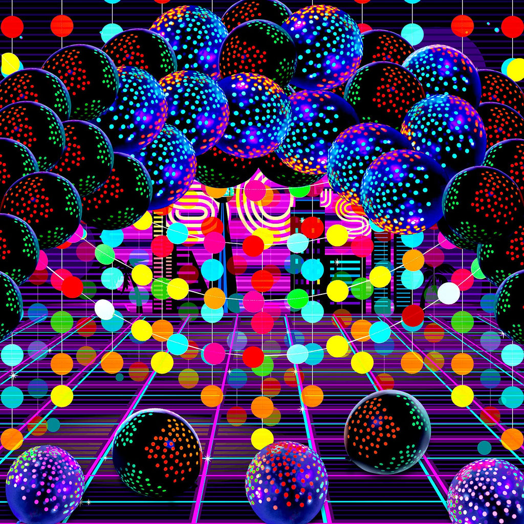 Skylety 32-Piece Glow in the Dark Party Supplies Set with Neon Balloons, UV Tape, and Pre-Assembled Wreath for Blacklight Parties