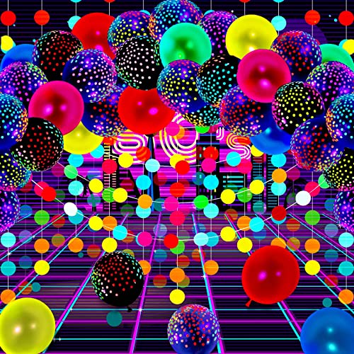 Skylety 32-Piece Glow in the Dark Party Supplies with Balloons, Tape, and Streamer Garland - Neon Party Favors for Blacklight Events