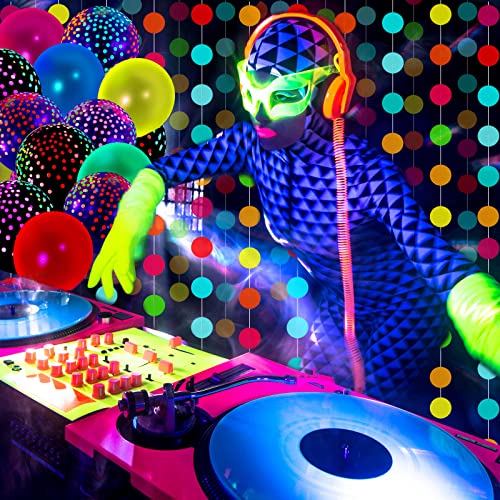 Skylety 32-Piece Glow in the Dark Party Supplies with Balloons, Tape, and Streamer Garland - Neon Party Favors for Blacklight Events