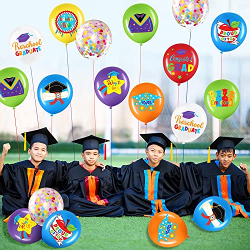 Skylety 50 Pack 12 Inch Preschool Graduation Balloons – Class of 2026 Latex Decor with Ribbons