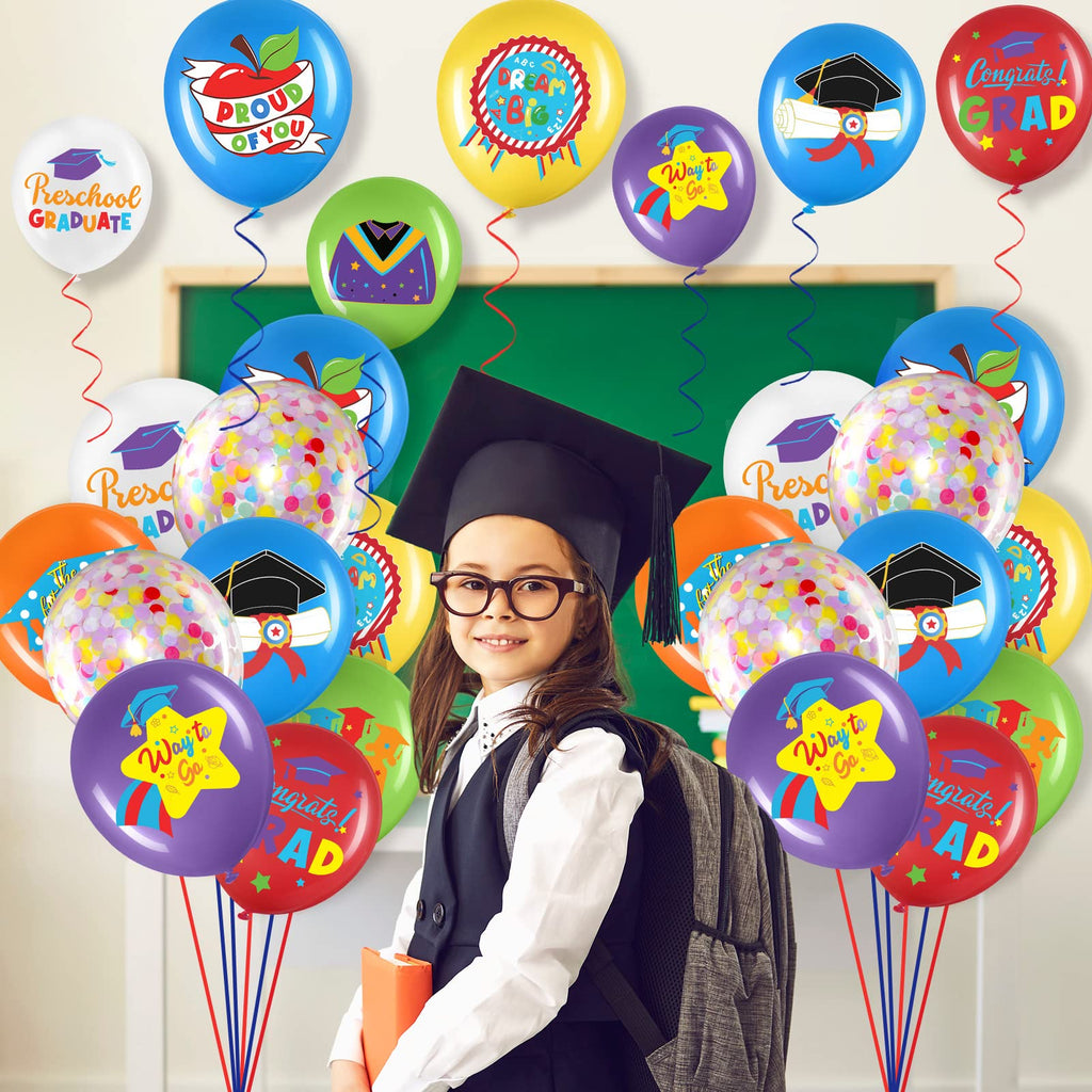 Skylety 50 Pack 12 Inch Preschool Graduation Balloons – Class of 2026 Latex Decor with Ribbons