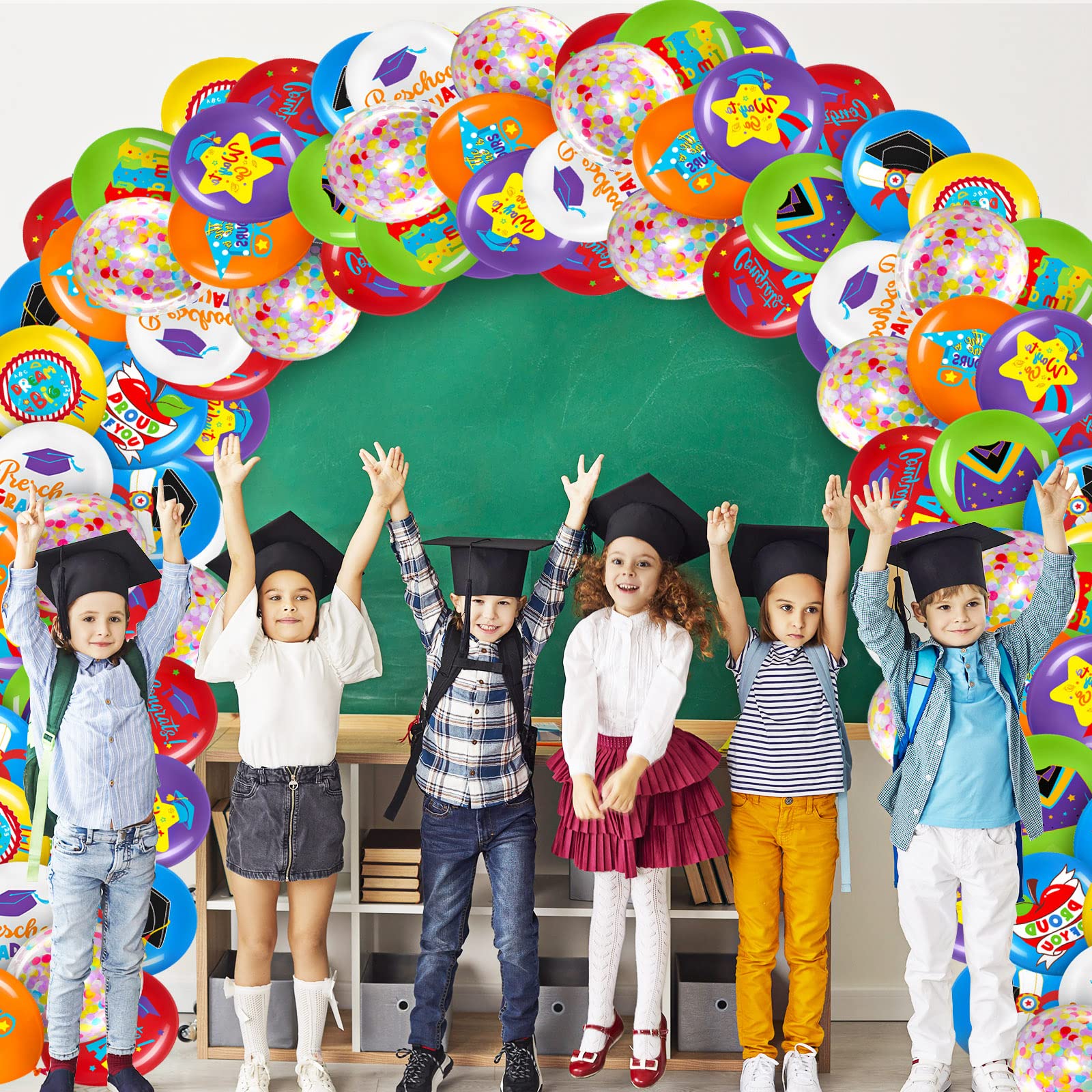 Skylety 50 Pack 12 Inch Preschool Graduation Balloons – Class of 2026 Latex Decor with Ribbons