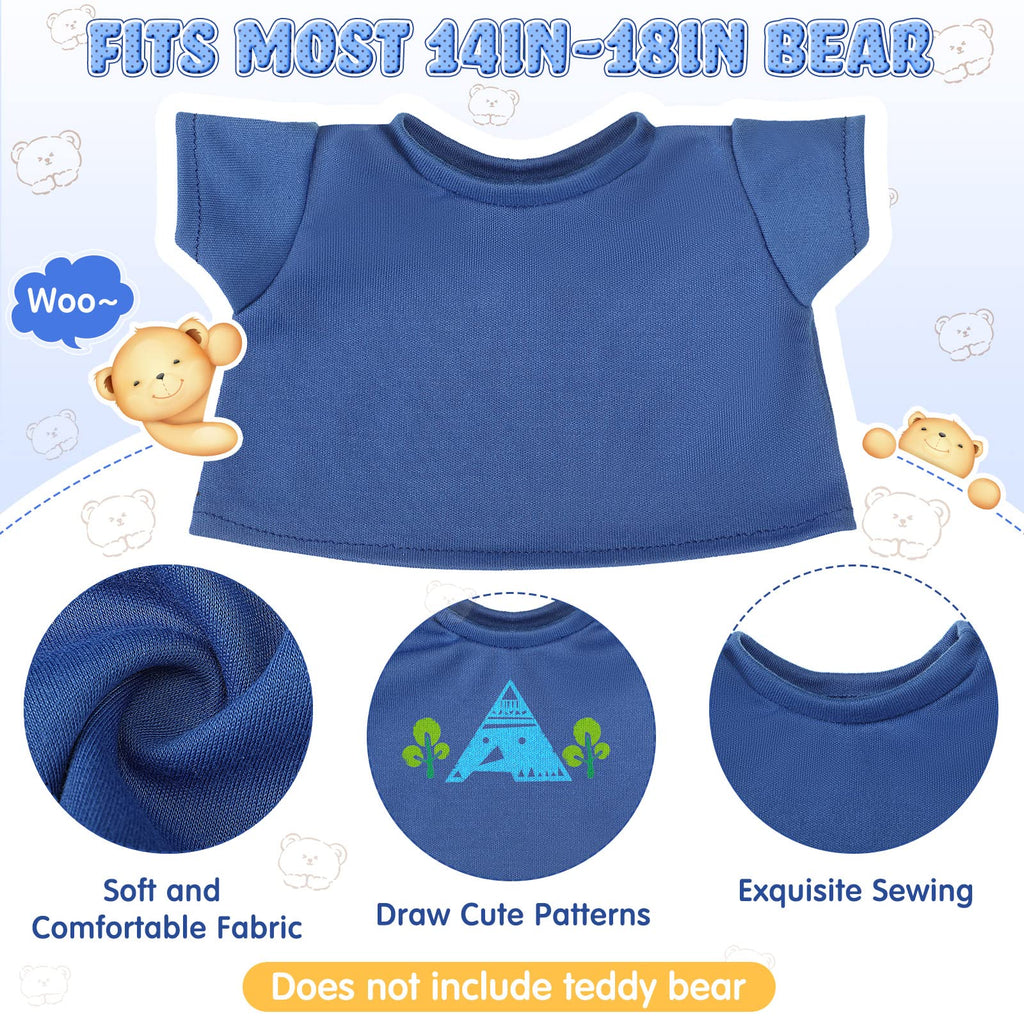 Skylety 6-Pack Blue Basic Tee Shirts for Stuffed Bears and Dolls (Fits 14-18 Inch, Bear Not Included)