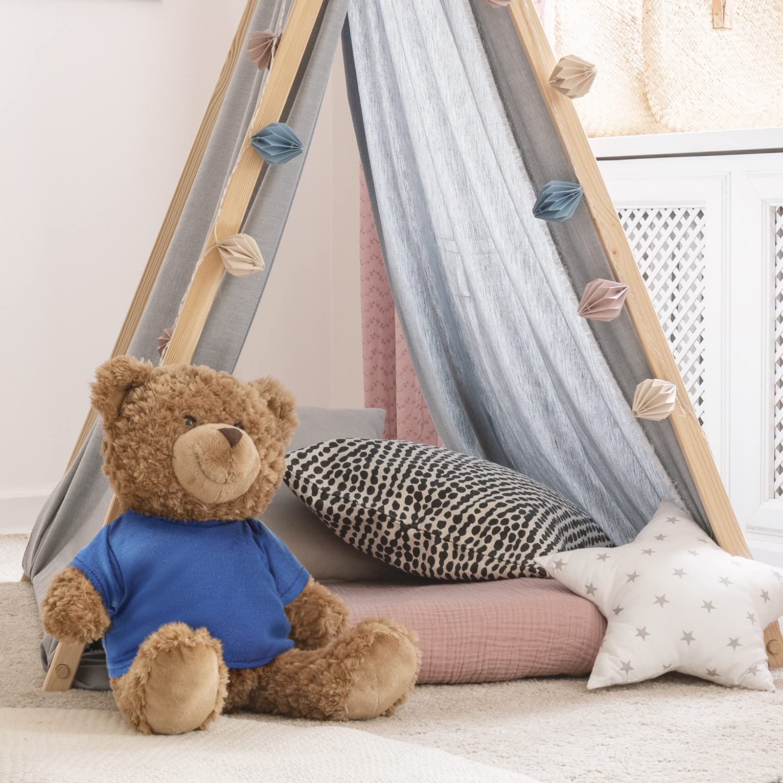 Skylety 6-Pack Blue Basic Tee Shirts for Stuffed Bears and Dolls (Fits 14-18 Inch, Bear Not Included)