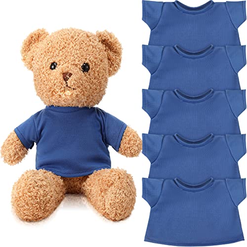 Skylety 6-Pack Blue Basic Tee Shirts for Stuffed Bears and Dolls (Fits 14-18 Inch, Bear Not Included)