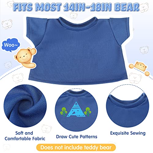 Skylety 6-Pack Blue Basic Tee Shirts for Stuffed Bears and Dolls (Fits 14-18 Inch, Bear Not Included)